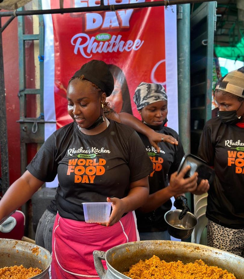 World Food Day 2025: Chef Rhuthee Serves Over 1,000 Meals in Ajah Market to Fight Hunger