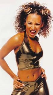Mel B in a gold outfit.