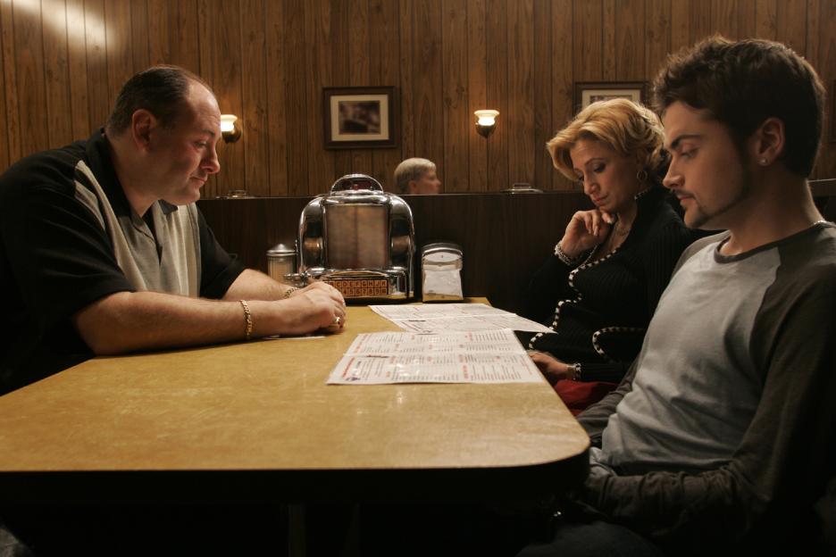 The Soprano family at a restaurant in the series finale of HBO's "The Sopranos".