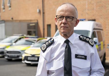 Metropolitan Police Commissioner Sir Mark Rowley at a police station.