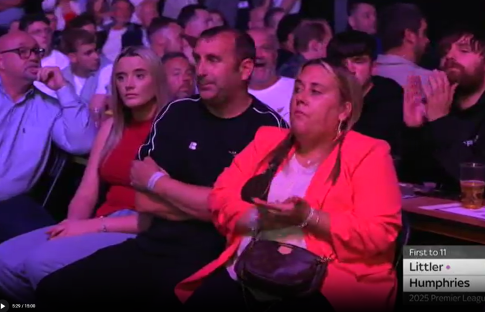 Audience members watching a sporting event.