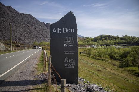 Allt Ddu Country Park sign at Dinorwig Quarry, a World Heritage Site.
