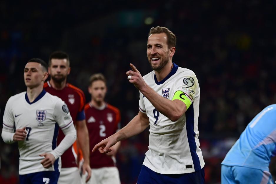 Harry Kane of England celebrating a goal.