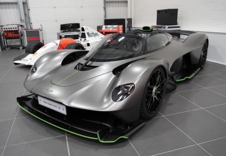 Aston Martin Valkyrie Spider in a garage.