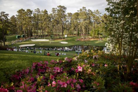 View of the 16th green at the Masters Tournament.