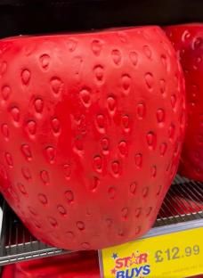 Strawberry-shaped garden pot.