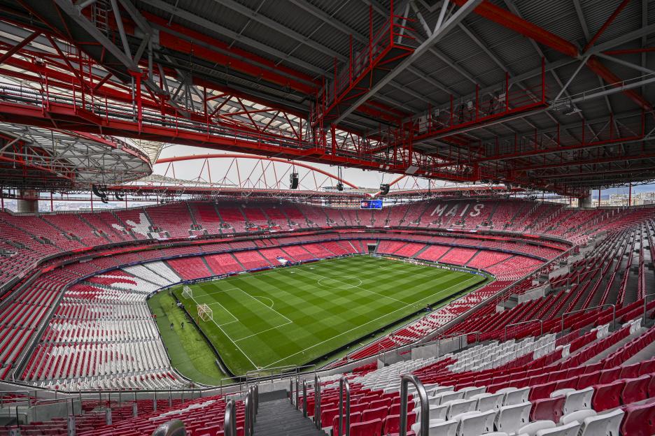 Estadio da Luz in Lisbon, Portugal before a UEFA Champions League match.
