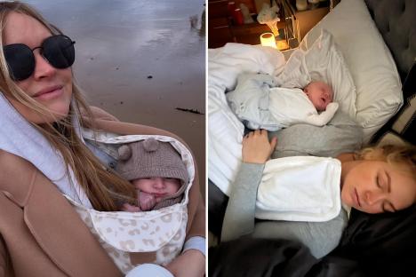 Laura Woods gives rare glimpse into new life as mum with TNT Sports host is pictured passed out asleep in candid photos
