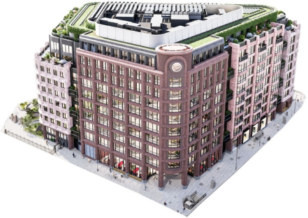 Illustration of a 10-story mixed-use office scheme.