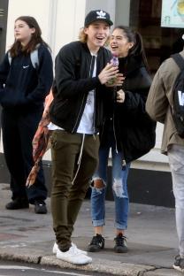 EXCLUSIVE ALL ROUNDER Brooklyn Beckham gets a hug from Rocco Ritchie's rumoured girlfriend Kim Turnbull in London 17 October 2016. Please byline: Vantagenews.com