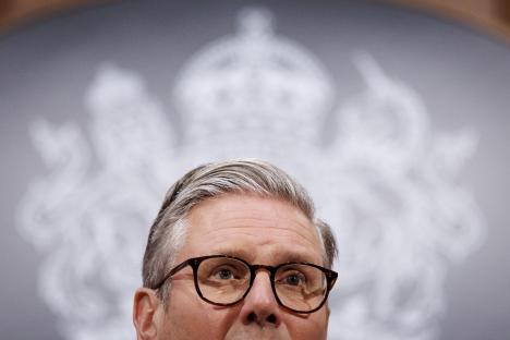 Close-up of Keir Starmer speaking in Downing Street.