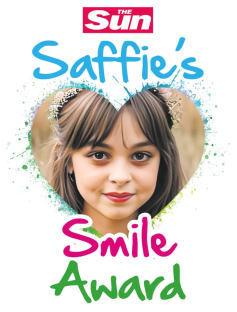 Saffie's Smile Award: girl's photo in heart shape.
