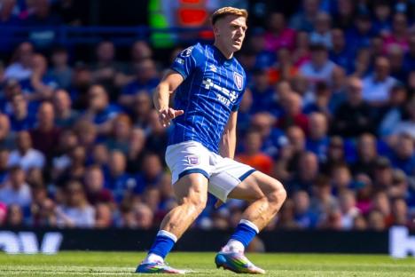 Liam Delap of Ipswich Town in a Premier League match.