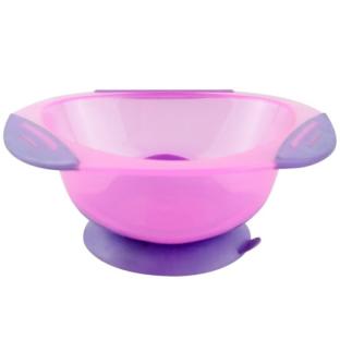 Pink and purple suction bowl.