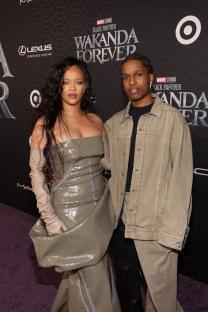 Rihanna and A$AP Rocky at the Black Panther: Wakanda Forever premiere.