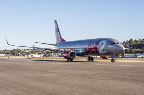 Jet2.com Boeing 737 on a runway.
