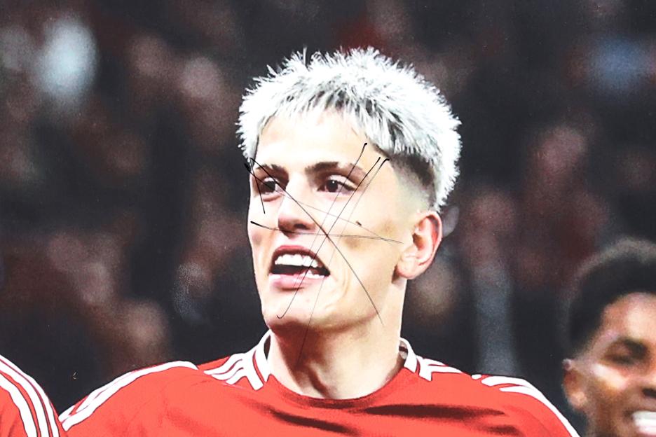 Defaced poster of Alejandro Garnacho.