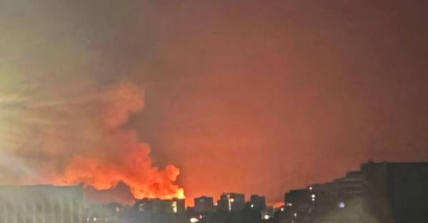 Fire and smoke over Kharkiv, Ukraine.