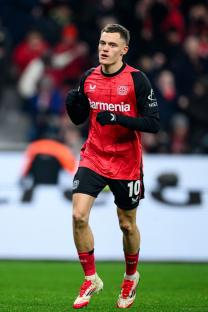 LEVERKUSEN, GERMANY - JANUARY 18: Florian Wirtz of Leverkusen celebrates after scoring his teams second goal during the Bundesliga match between Bayer 04 Leverkusen and Borussia MÃ¶nchengladbach at BayArena on January 18, 2025 in Leverkusen, Germany. (Photo by JÃ¶rg SchÃ¼ler/Bayer 04 Leverkusen via Getty Images)