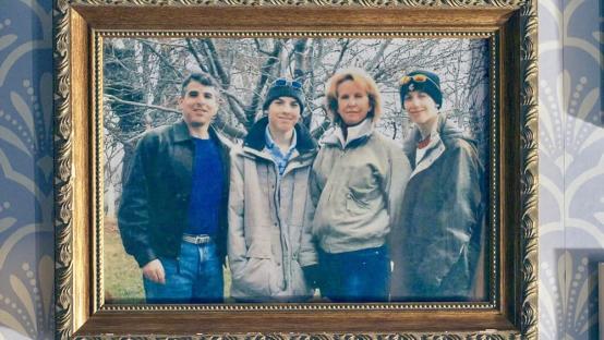 Framed photo of a family of four.