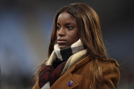 Eniola Aluko working for Amazon Prime Video at a soccer match.