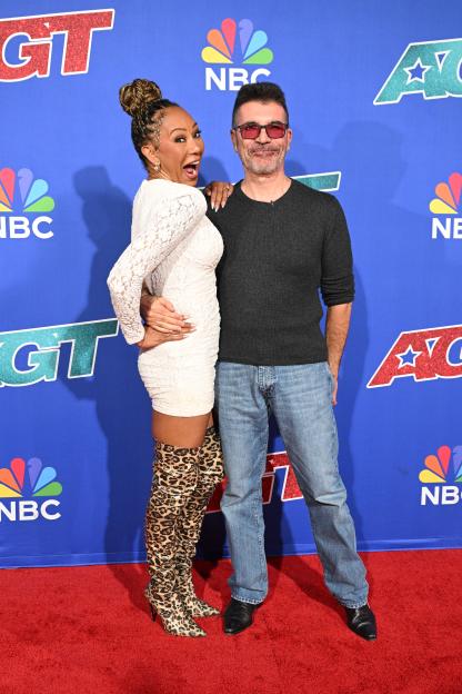 Melanie Brown and Simon Cowell at the America's Got Talent Season 20 Red Carpet.