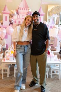 Riyad Mahrez and Taylor Ward at a party.