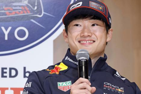 Yuki Tsunoda, Red Bull Racing driver, at a press conference.