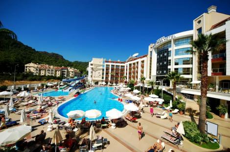 Grand Pasa Hotel pool and grounds in Marmaris, Turkey.