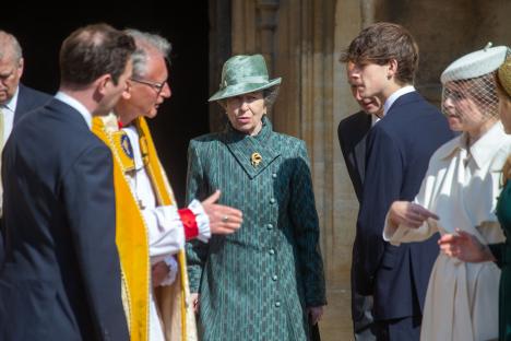 Princess Anne leaving St. George's Chapel after Easter service.