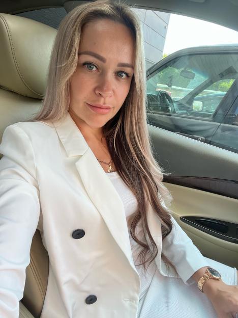 Marina Orlova, a Russian lawyer and estate agent, in a car.