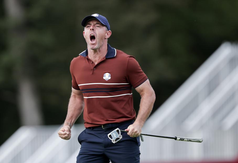 Rory McIlroy trolls hundreds of USA fans with scoreboard gesture as Europe Ryder Cup star relishes ‘villain’ role