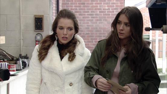 Rosie and Sophie Webster from Coronation Street looking concerned.