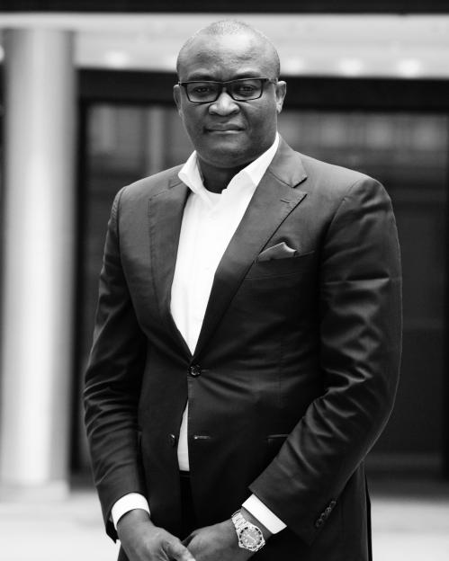 Black and white photo of Roger Lukaku.