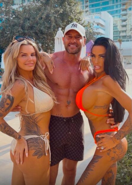 Katie Price, her husband Lee, and Kerry Katona posing together.