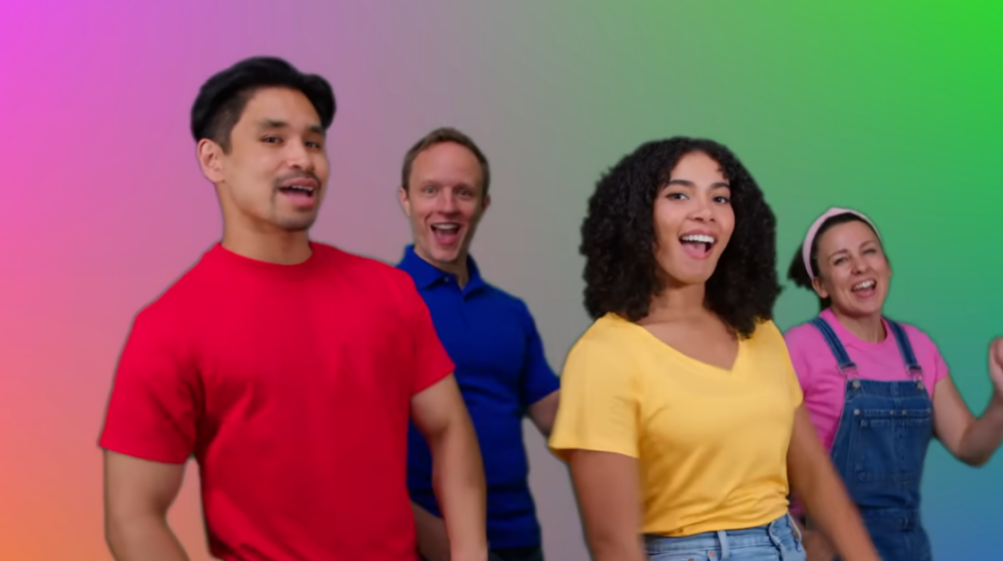 Ms. Rachel cast members singing and dancing.