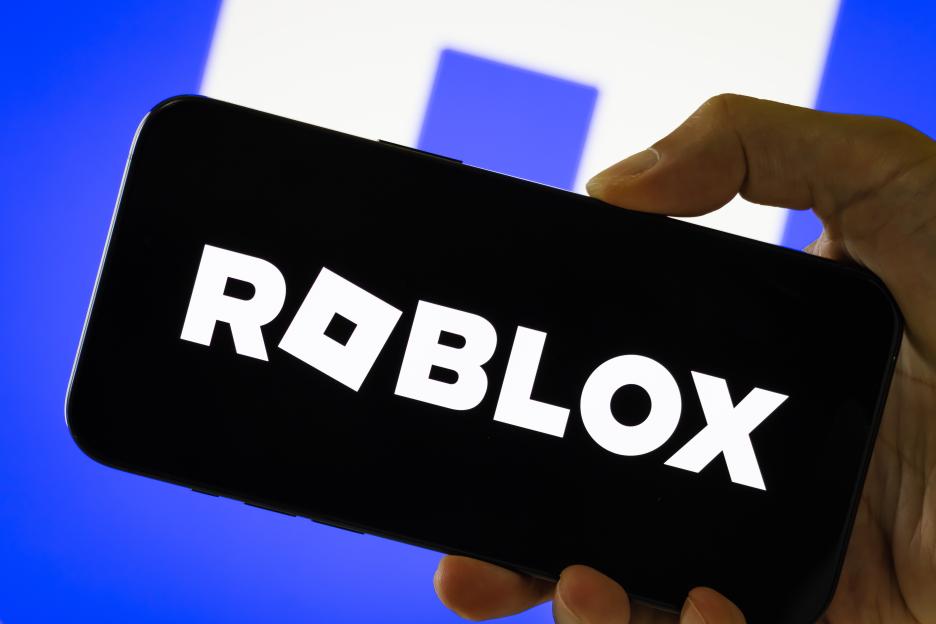 Roblox Corporation logo displayed on smartphone screen