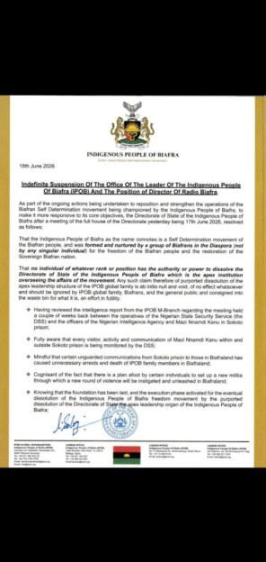 IPOB Dismisses Nnamdi Kanu from Leadership Role