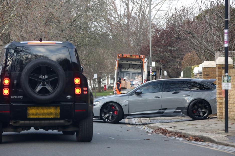 Gordon Ramsay's £150,000 Audi RS6 estate car and a black Defender car.