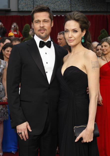 Actors Brad Pitt and Angelina Jolie arriving at the 81st Academy Awards.