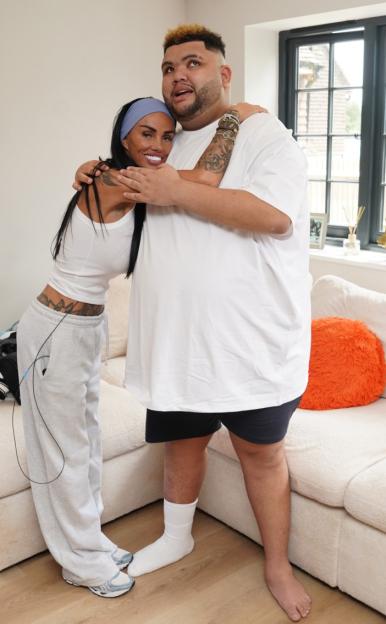 Katie Price hugging her son Harvey.