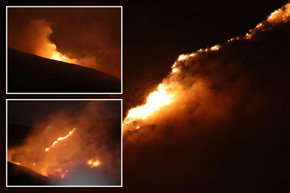 Massive Wildfire Erupts in UK Beauty Spot After Mysterious 'Loud Bangs,' Helicopters Battle Flames with Water Drops Amidst Thick Smoke