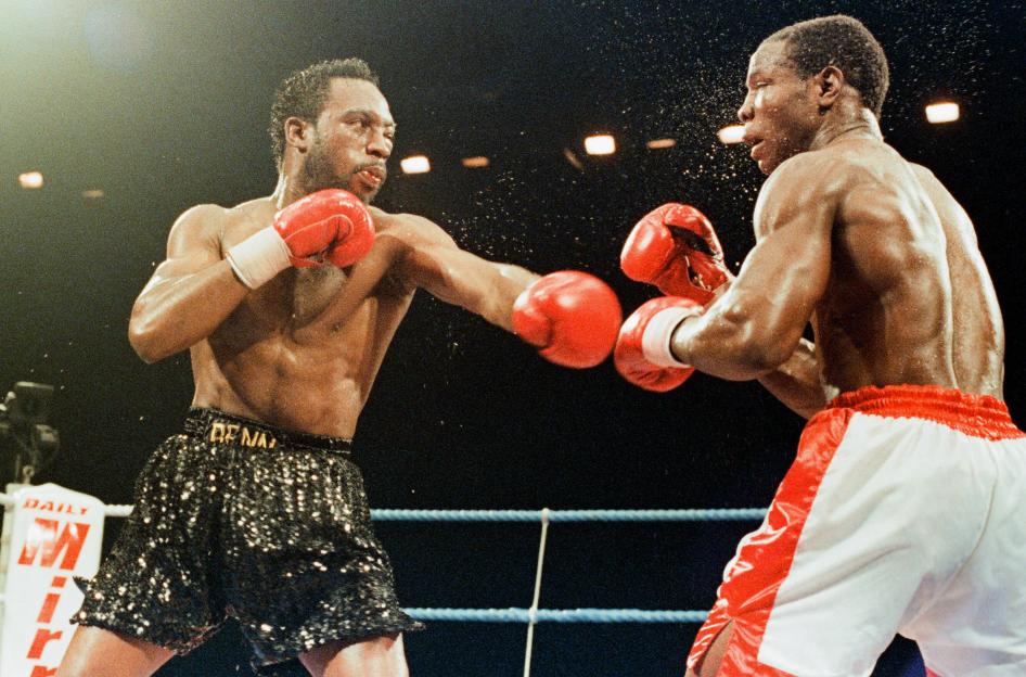 Action from the Chris Eubank v Nigel Benn fight at the NEC in Birmingham. 18th November 1990