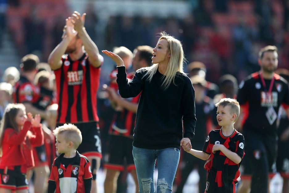 AFC Bournemouth manager Eddie Howe's wife Vicky Howe celebrates on the pitch after the final whistle of the Premier League match at the Vitality Stadium, Bournemouth. PRESS ASSOCIATION Photo. Picture date: Saturday May 13, 2017. See PA story SOCCER B