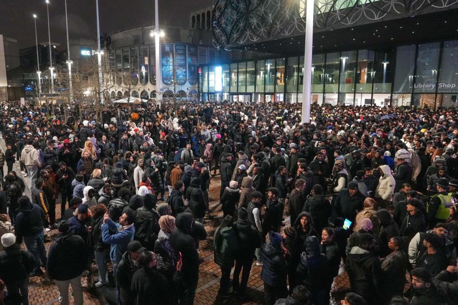 Large crowd gathered in Birmingham's Centenary Square.