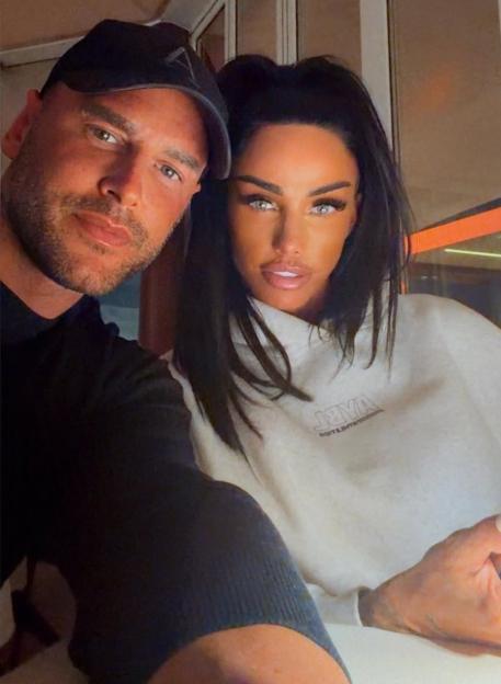 Katie Price and husband Lee posing for a selfie.