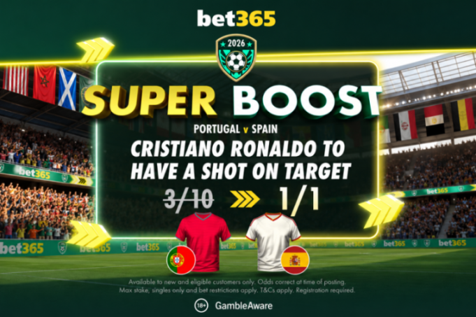 Portugal vs Spain: Bet on Cristiano Ronaldo to Score 1+ Shot on Target at Even Odds | bet365 World Cup