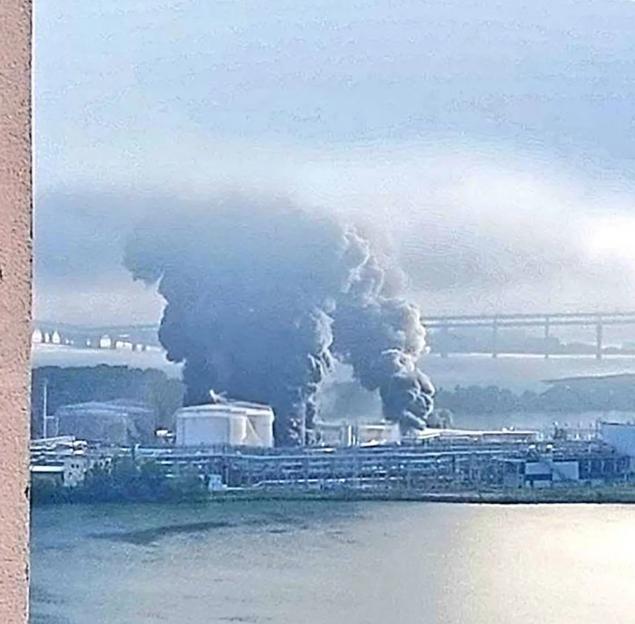 Ukrainian drones ignited an inferno at a major oil refinery in Vladimir Putins home city St Petersburg hours after the Kremlin dictator dressed in military fatigues to show hes charge of the war. Smoke rises over St Petersburg oil terminal afte
