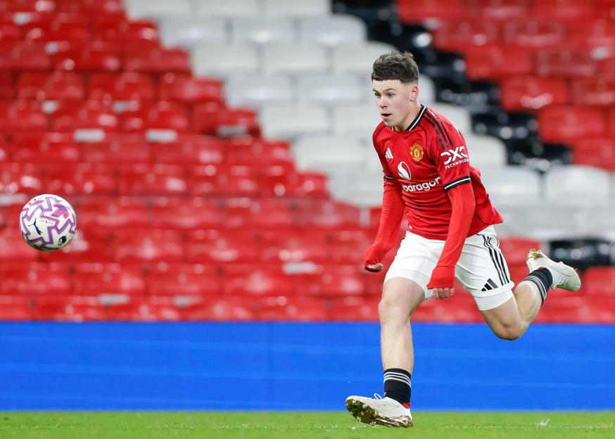 Kai Rooney of Manchester United chasing the ball during a FA Youth Cup match.