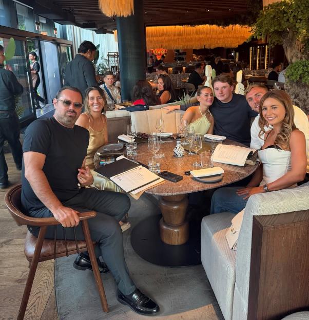 Dani Dyer and Danny Dyer celebrate his birthday with family at a restaurant.